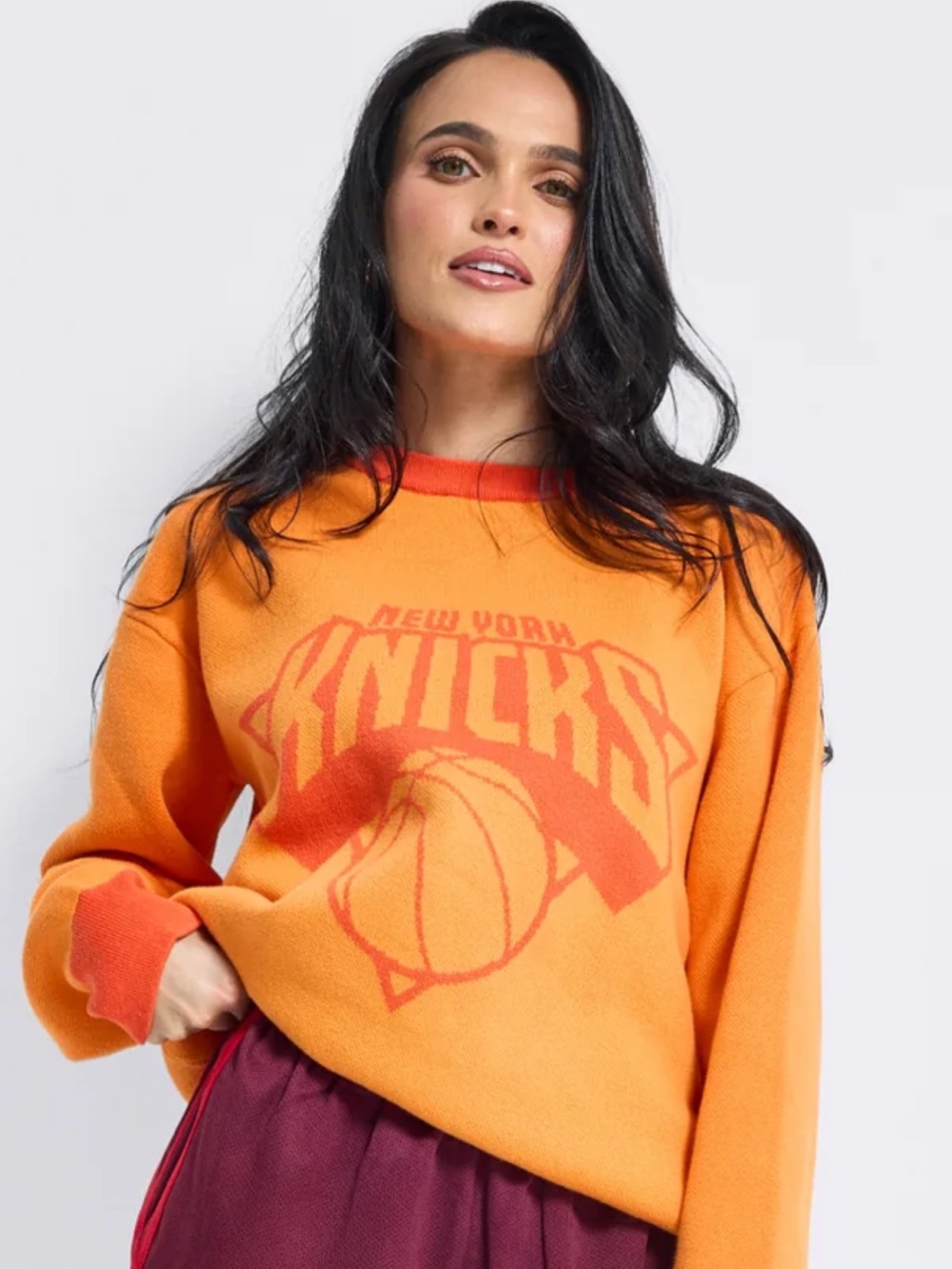 Terez x New York Knicks collection Orange Crewneck Midweight Sweater
